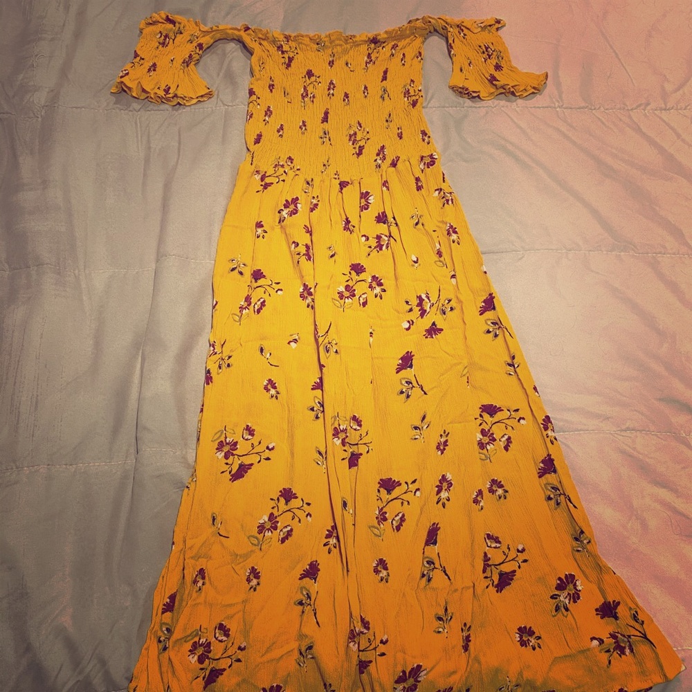 Smocked off the shoulder sun dress